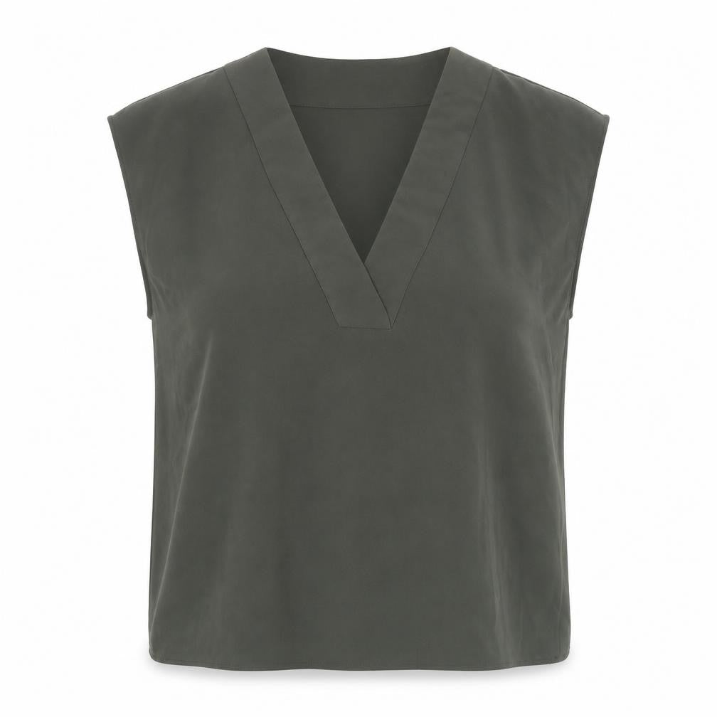 H&M Womens Green Polyester Basic Blouse Size 10 V-Neck