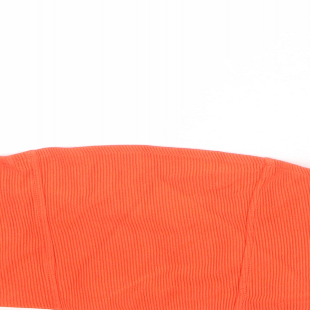 Topshop Womens Orange Striped Cotton Cropped Tank Size 8 Square Neck - Ribbed Bandeau