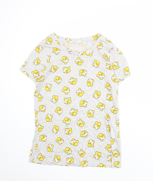 Pudsey Bear Womens Grey Geometric Polyester Basic T-Shirt Size 12 Boat Neck