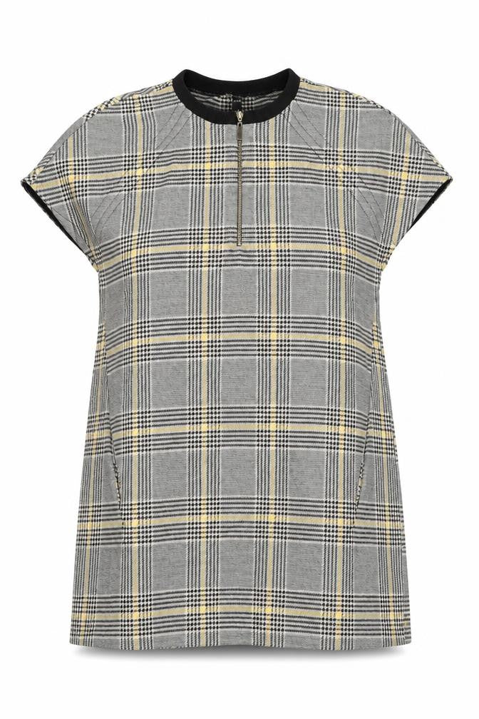 Zara Womens Multicoloured Plaid Polyester A-Line Size S Round Neck Zip