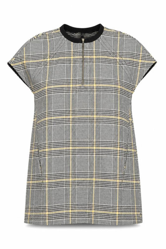 Zara Womens Multicoloured Plaid Polyester A-Line Size S Round Neck Zip