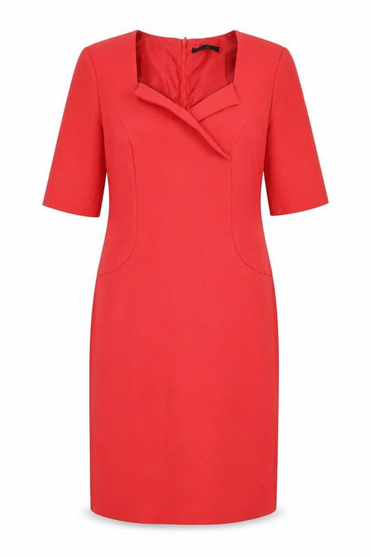Kenneth Cole Womens Red Polyester A-Line Size 14 V-Neck Zip