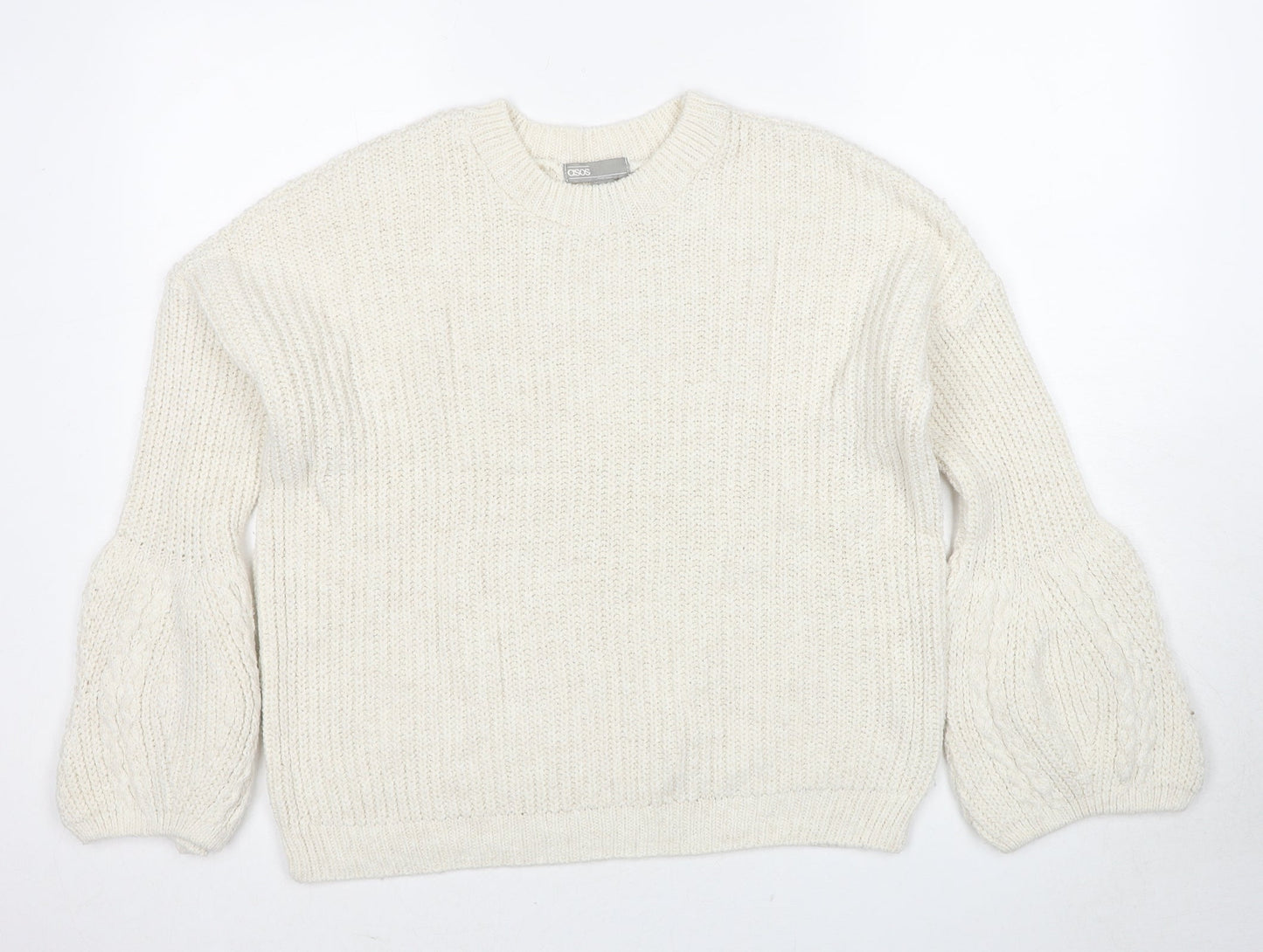 ASOS Womens White Round Neck Polyester Pullover Jumper Size 8