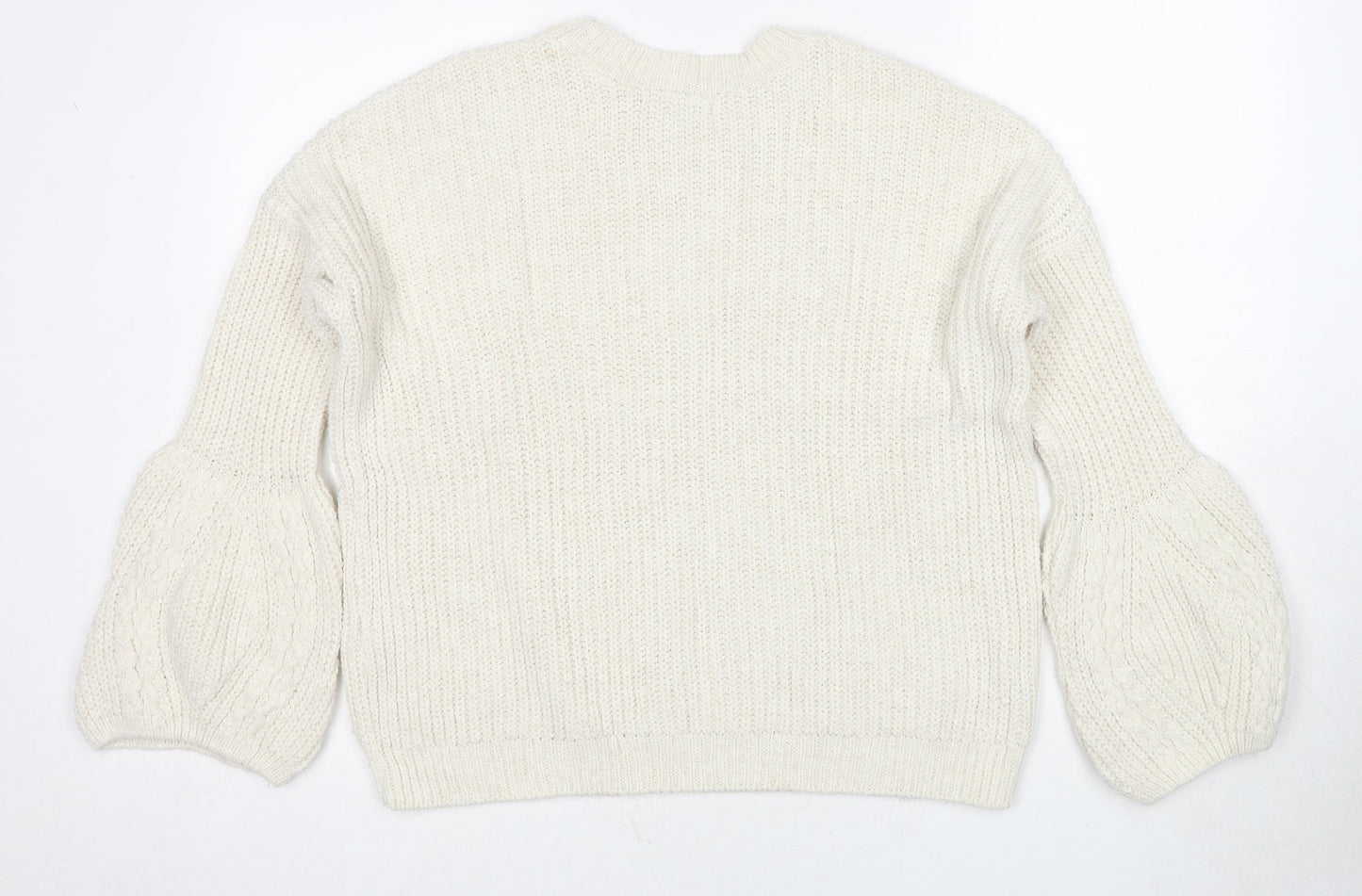ASOS Womens White Round Neck Polyester Pullover Jumper Size 8