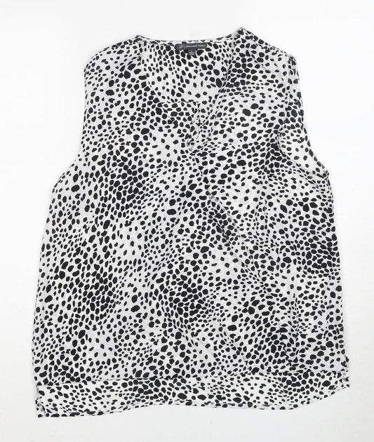 Adrianna Papell Womens Multicoloured Geometric Polyester Basic Tank Size L V-Neck