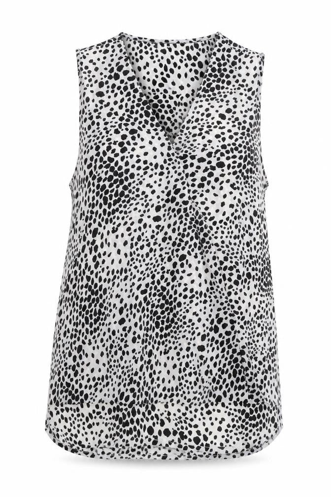 Adrianna Papell Womens Multicoloured Geometric Polyester Basic Tank Size L V-Neck
