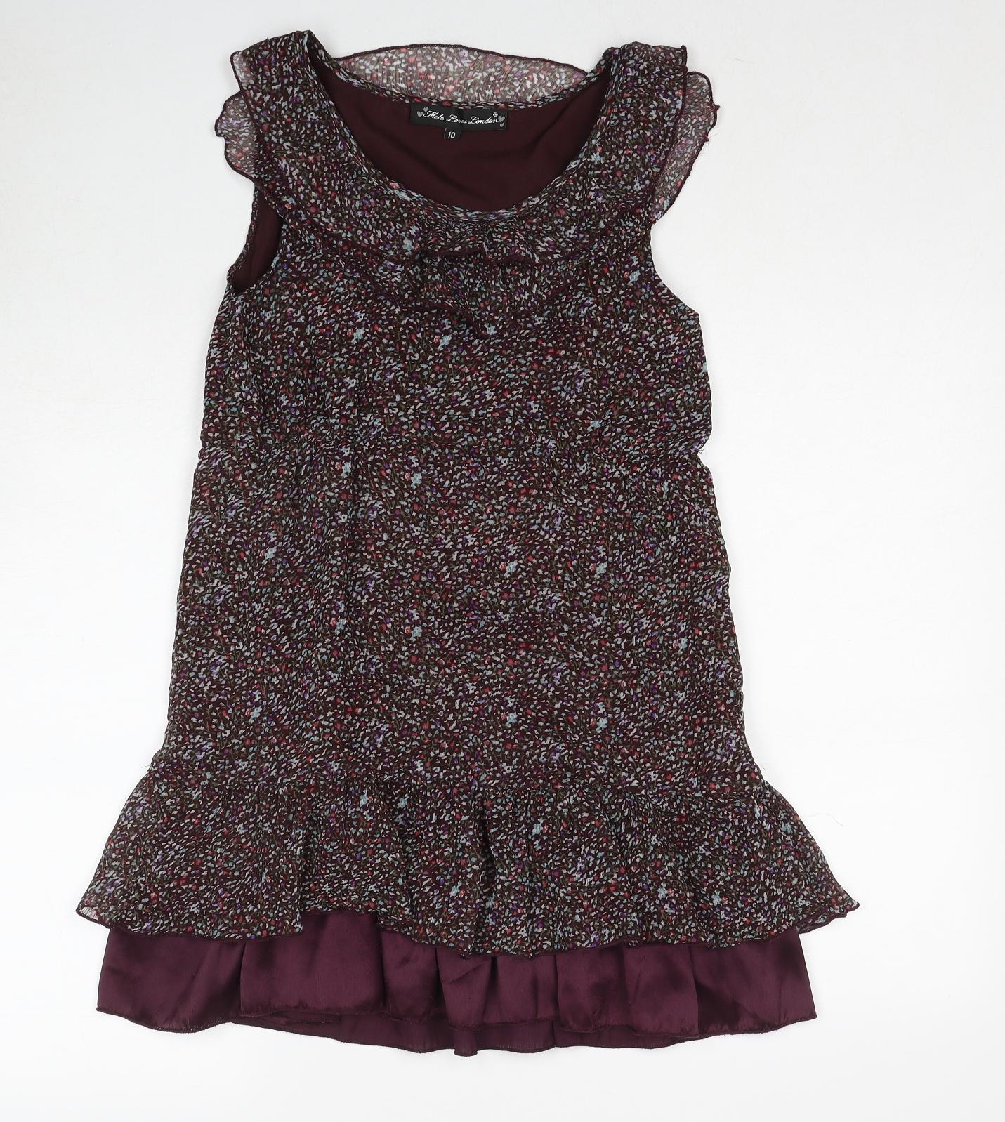 Mela Loves London Womens Multicoloured Geometric Polyester A-Line Size 10 Round Neck Pullover