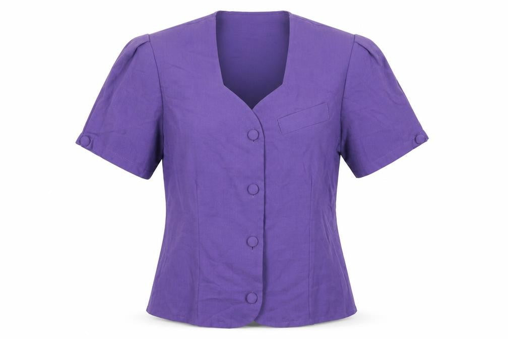 Richards Womens Purple Polyester Basic Button-Up Size 14 V-Neck