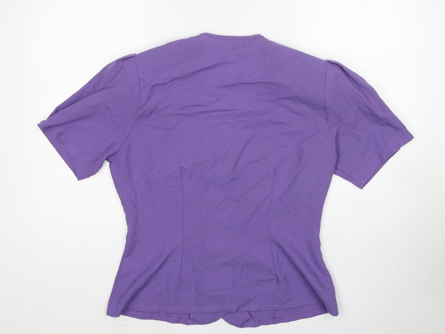 Richards Womens Purple Polyester Basic Button-Up Size 14 V-Neck