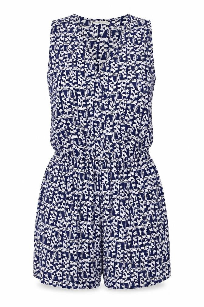 Brave Soul Womens Blue Geometric Polyester Bodysuit One-Piece Size M Pullover