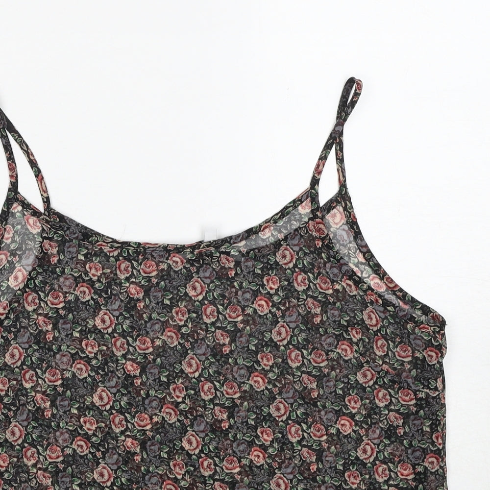 New Look Womens Multicoloured Floral Polyester Basic Tank Size 12 Round Neck