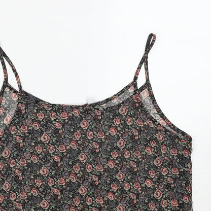 New Look Womens Multicoloured Floral Polyester Basic Tank Size 12 Round Neck