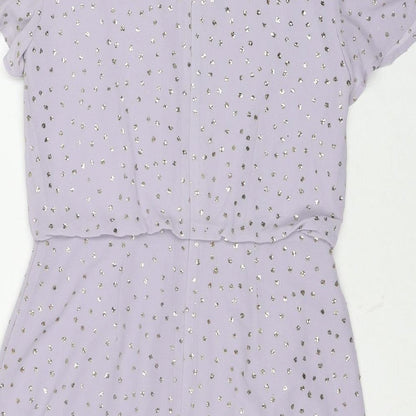 Oasis Womens Purple Polyester Shift Size 8 Round Neck Zip