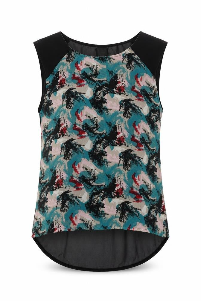 VERO MODA Womens Multicoloured Geometric Polyester Basic Blouse Size S Round Neck
