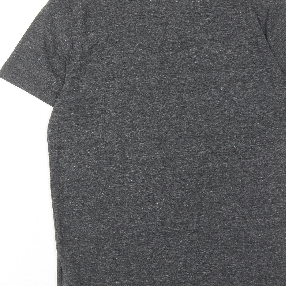 H&M Womens Grey Polyester Basic T-Shirt Size S V-Neck