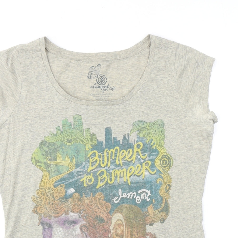 Element Womens Green Polyester Basic T-Shirt Size S Round Neck - Bumper to Bumper