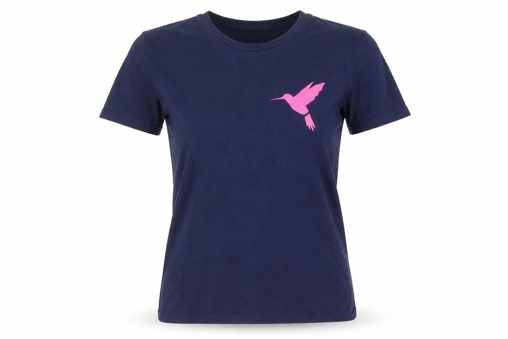 B&C Womens Blue Cotton Basic T-Shirt Size S Round Neck - Bird Print