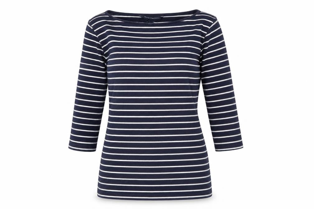 French Connection Womens Blue Striped Cotton Basic Blouse Size S Off the Shoulder