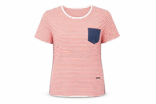 Gabbiano Womens Red Striped Cotton Basic T-Shirt Size S Round Neck
