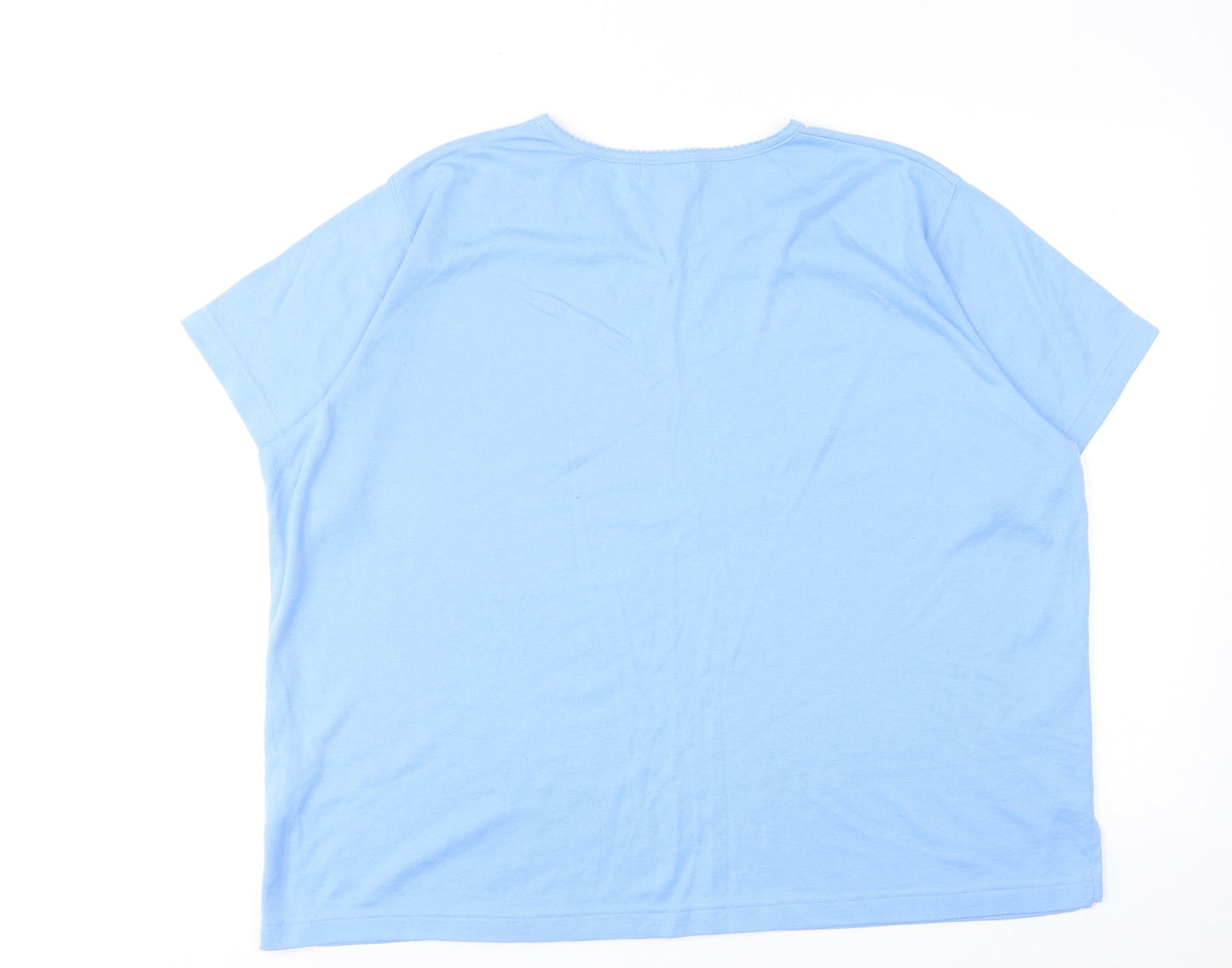 Bonmarché Womens Blue Polyester Basic T-Shirt Size XL V-Neck