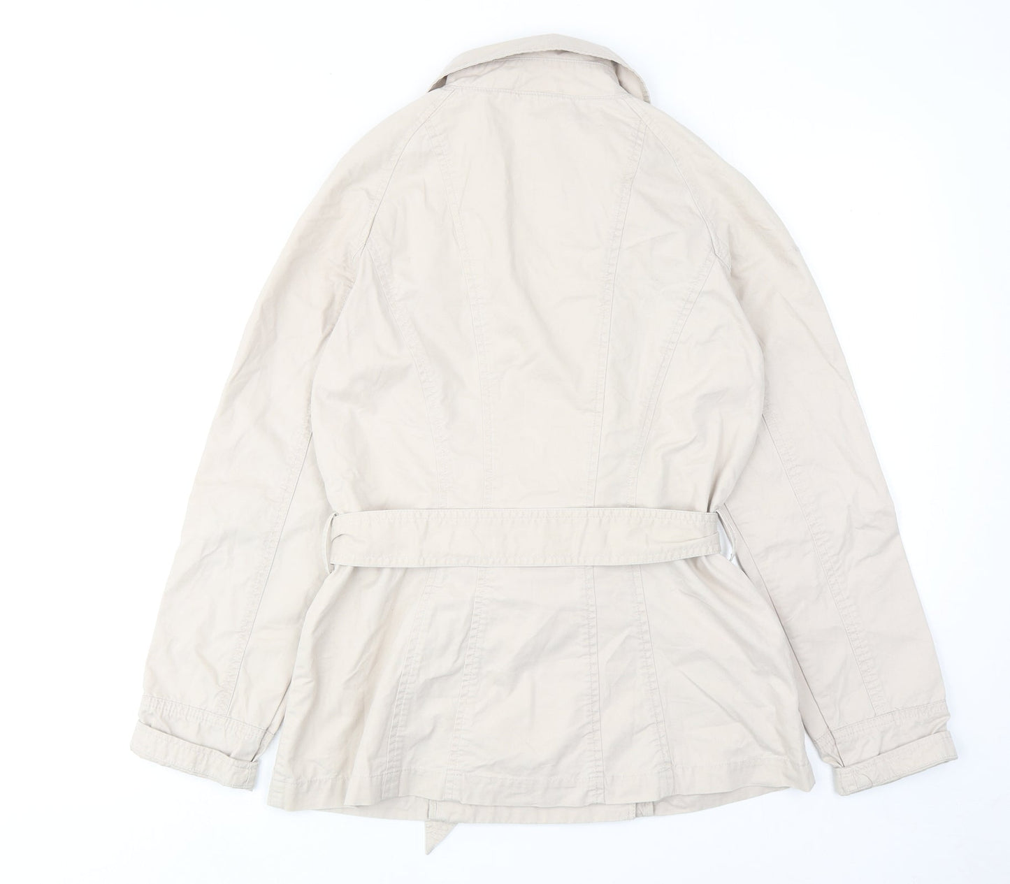 Boohoo Womens Beige Trench Coat Coat Size 8 Button