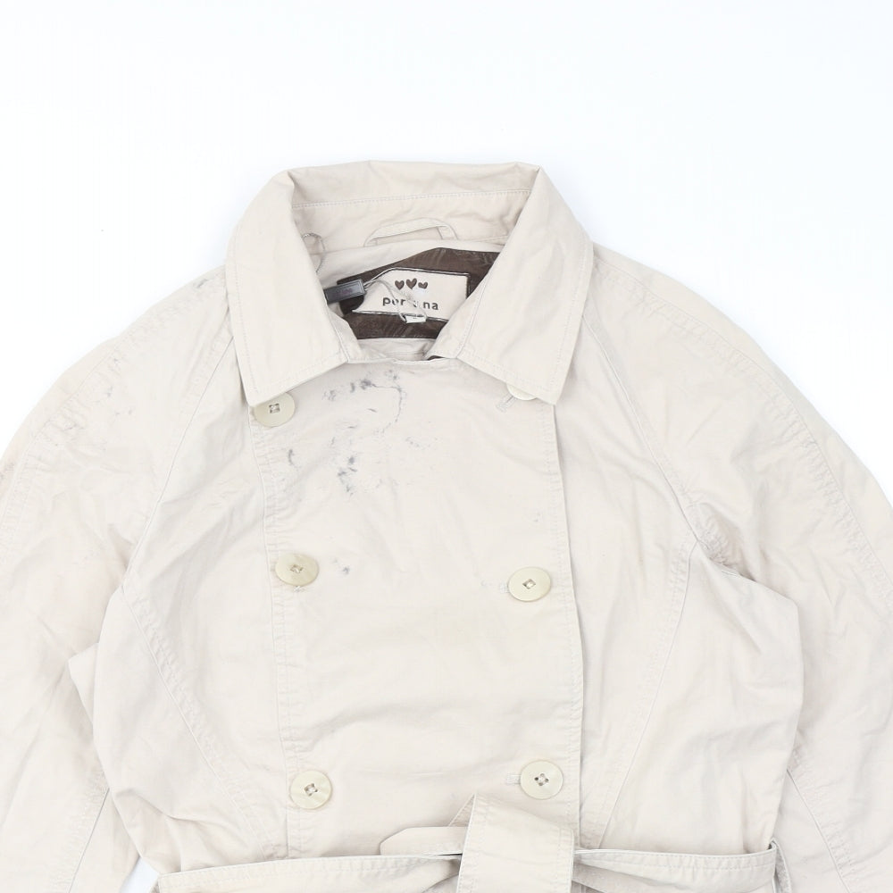 Boohoo Womens Beige Trench Coat Coat Size 8 Button
