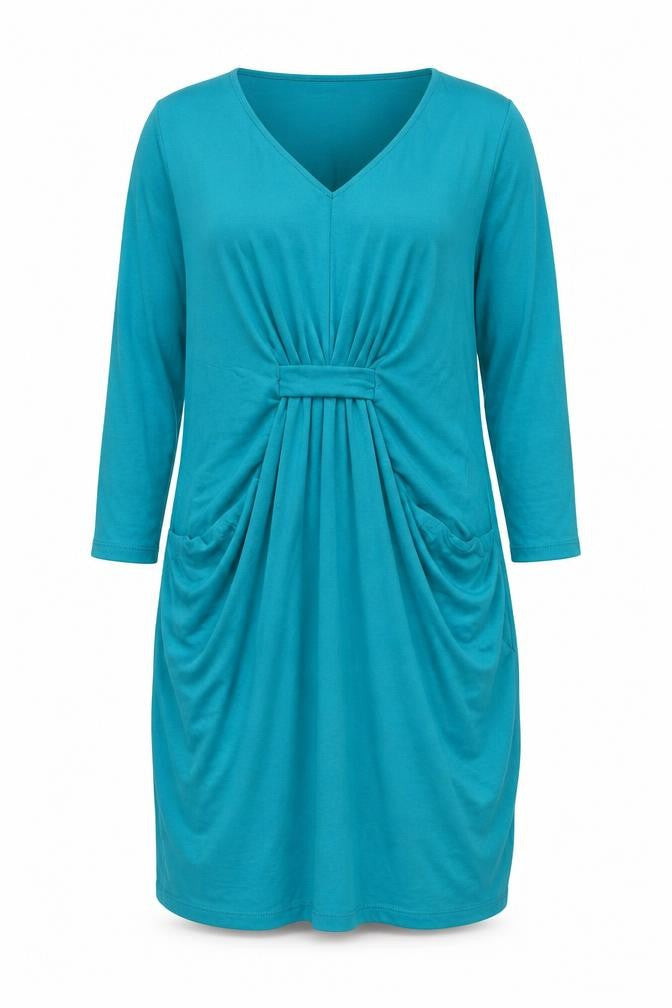 Marks & Spencer Womens Blue Viscose A-Line Size 12 V-Neck Pullover