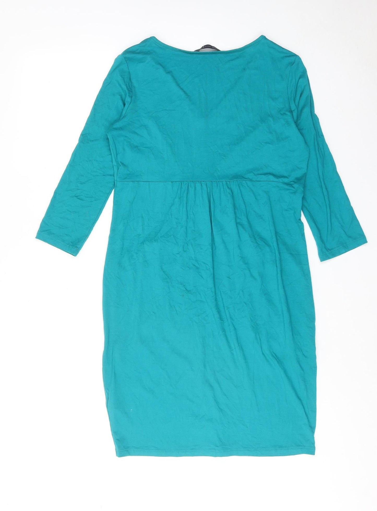 Marks and Spencer Womens Blue Viscose A-Line Size 12 V-Neck Pullover