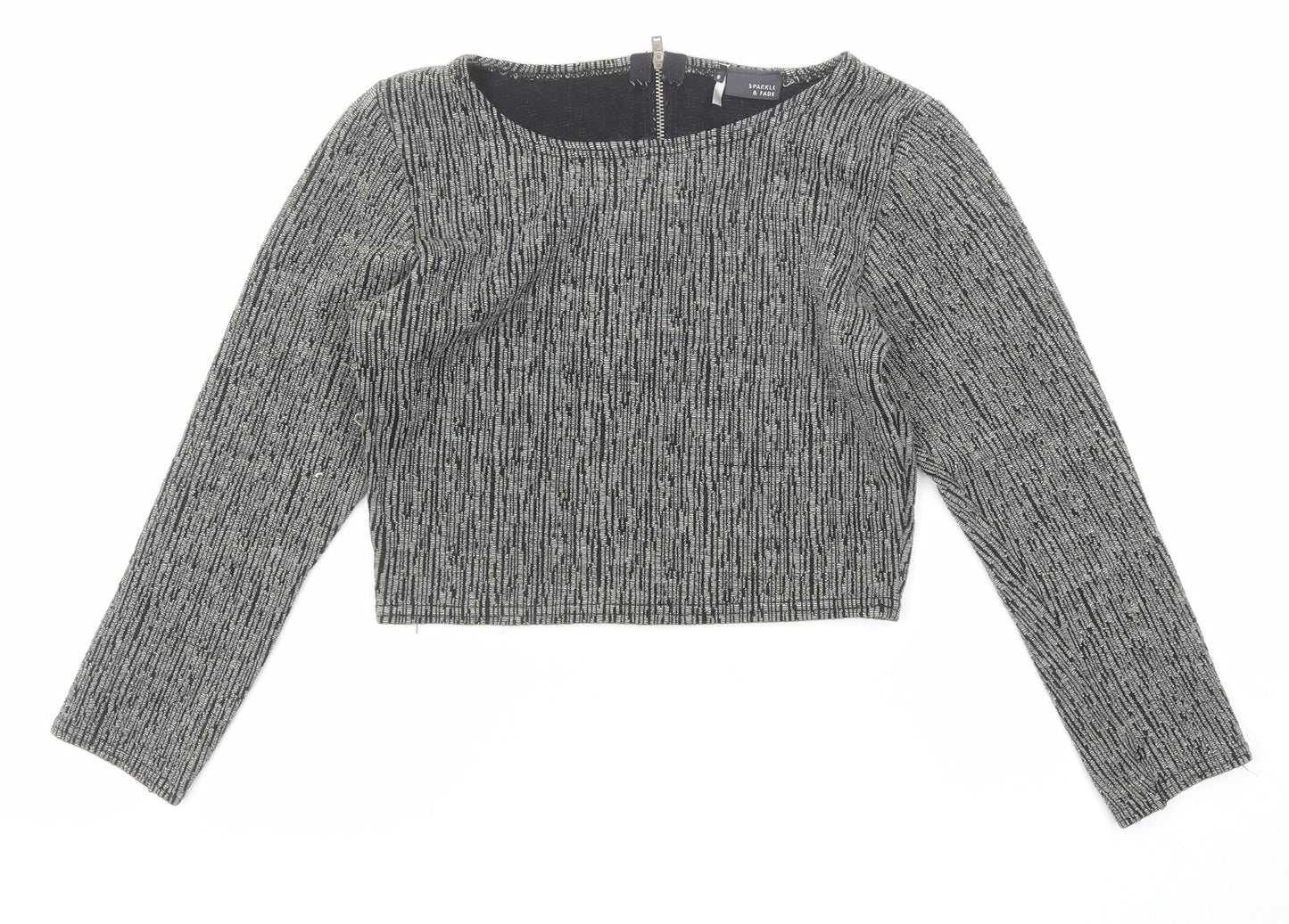 Sparkle & Fade Womens Black Round Neck Acrylic Pullover Jumper Size S