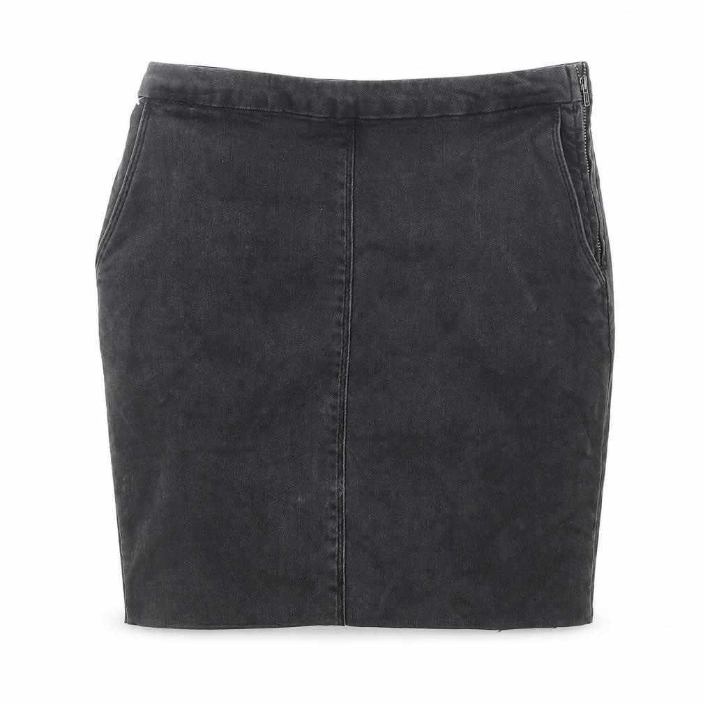 Country Road Womens Black Cotton A-Line Skirt Size 4 Zip