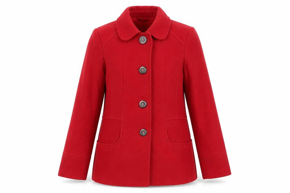 BHS Womens Red Pea Coat Coat Size 10 Button