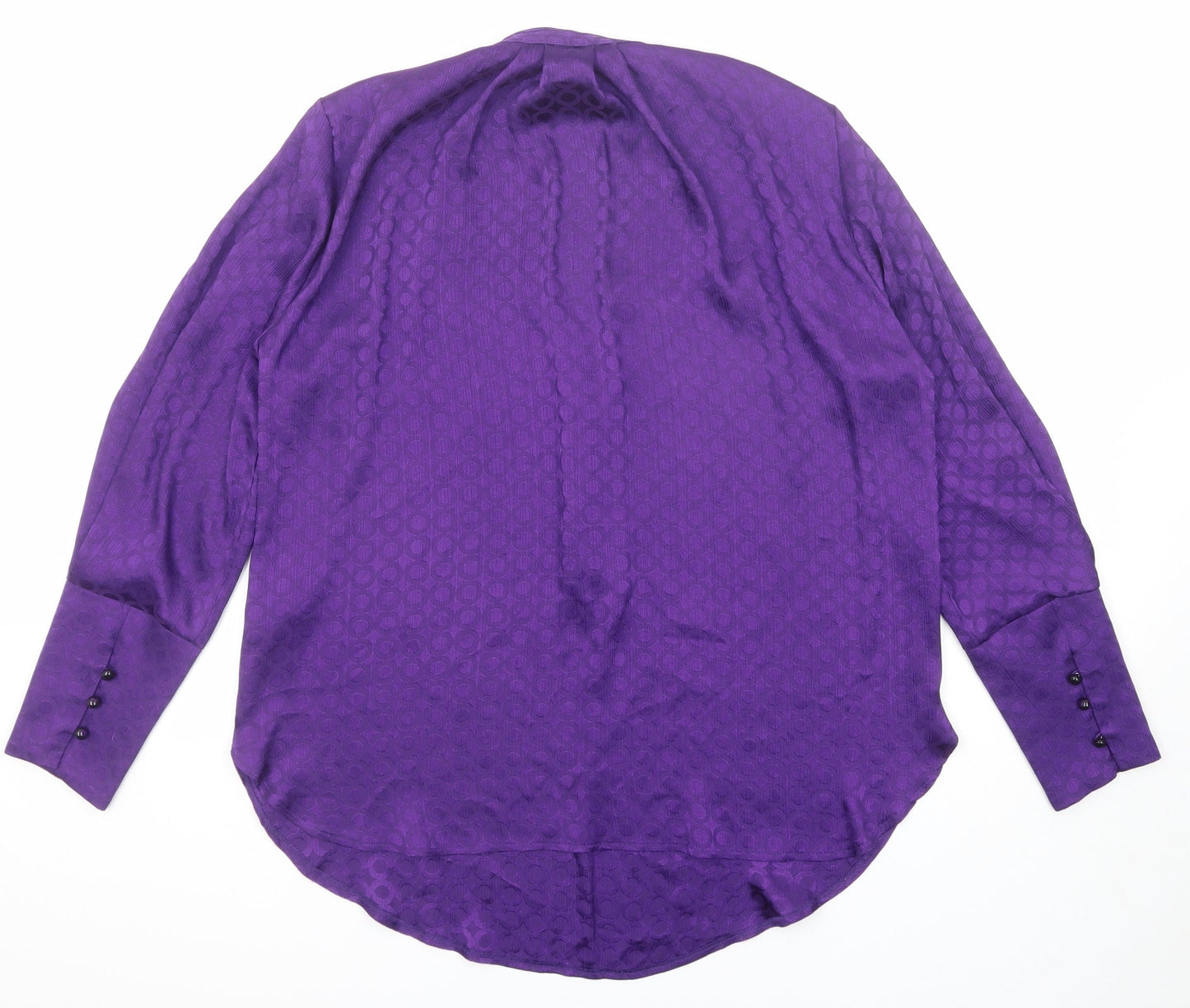 Principles Womens Purple Geometric Polyester Basic Blouse Size 12 V-Neck