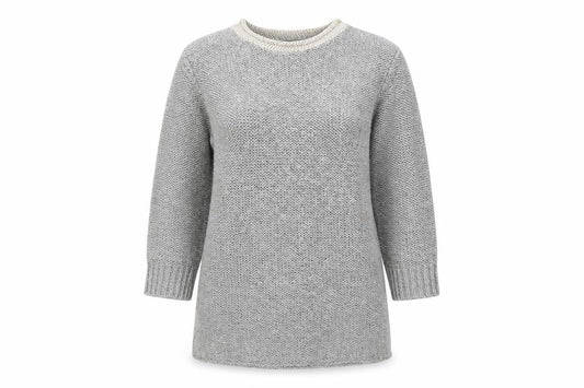 Mango Womens Grey Round Neck Polyester Pullover Jumper Size M