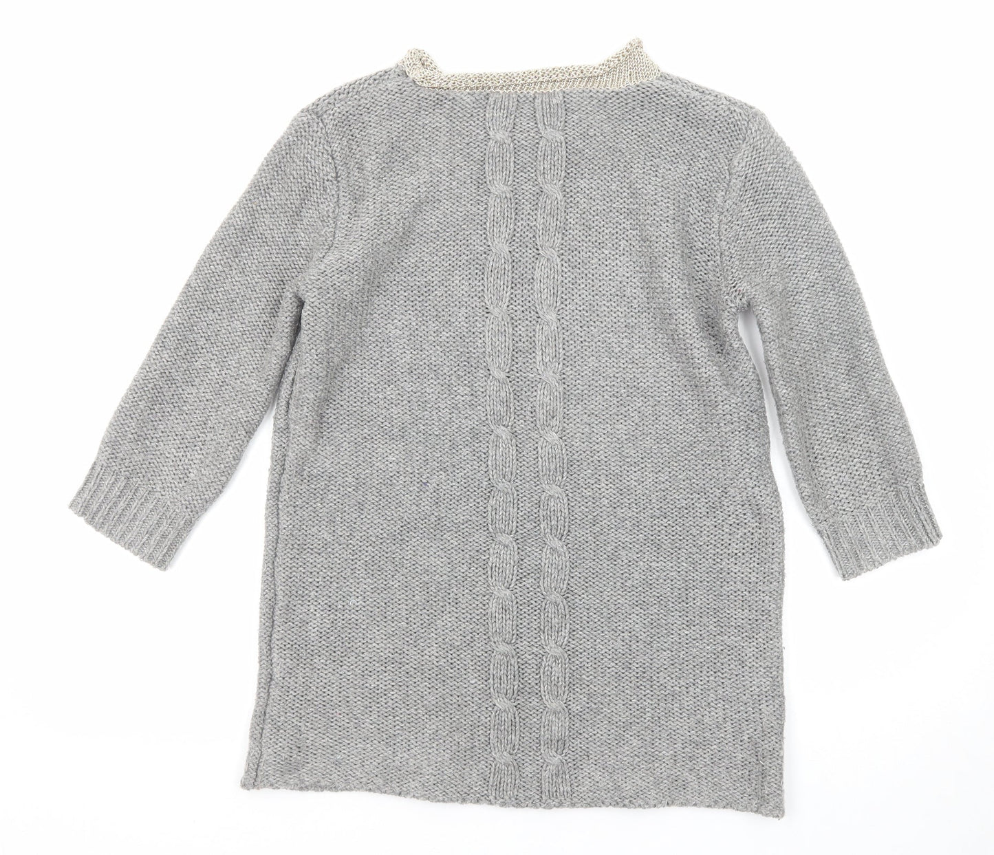 Mango Womens Grey Round Neck Polyester Pullover Jumper Size M
