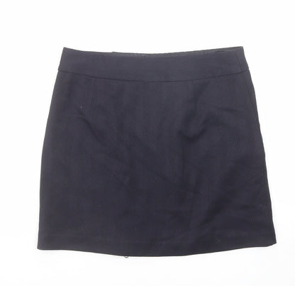Next Womens Blue Polyester A-Line Skirt Size 8 Zip