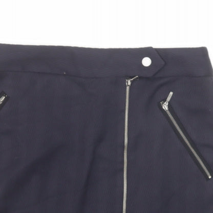 Next Womens Blue Polyester A-Line Skirt Size 8 Zip