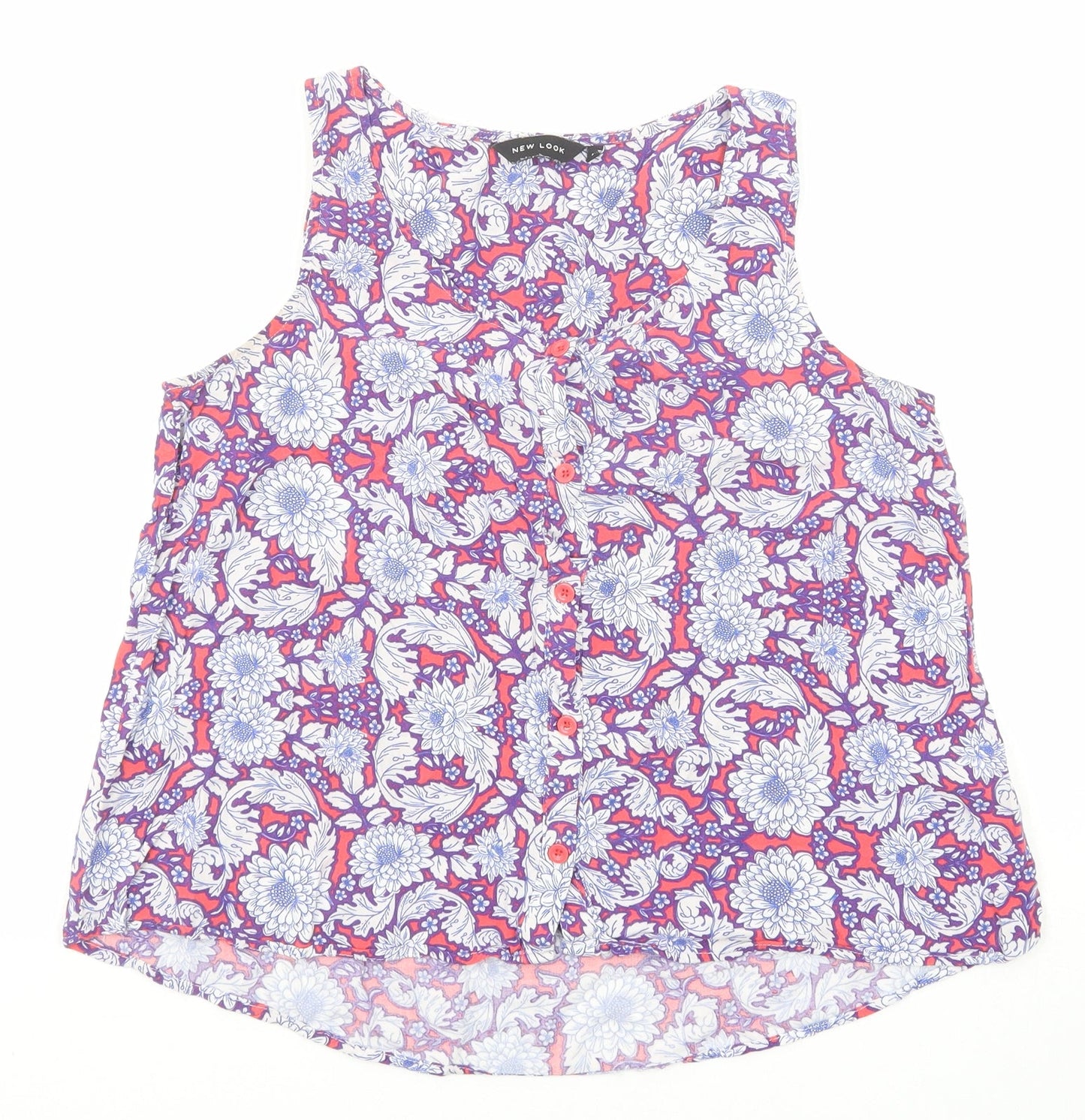 New Look Womens Multicoloured Floral Viscose Camisole Button-Up Size 12 Round Neck