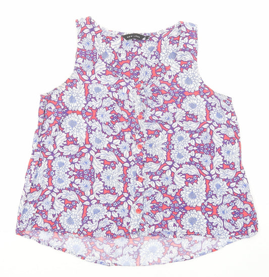 New Look Womens Multicoloured Floral Viscose Camisole Button-Up Size 12 Round Neck