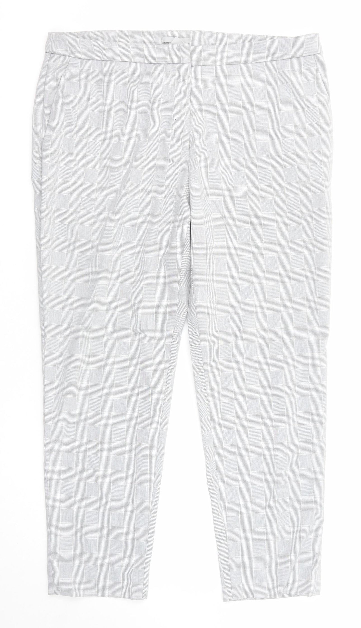 H&M Womens Grey Check Polyester Dress Pants Trousers Size 14 Regular Zip