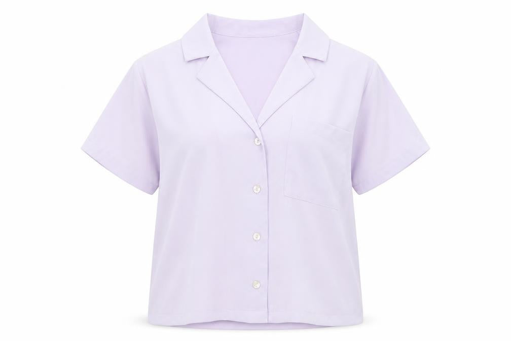 FOREVER 21 Womens Purple Polyester Basic Button-Up Size S Collared