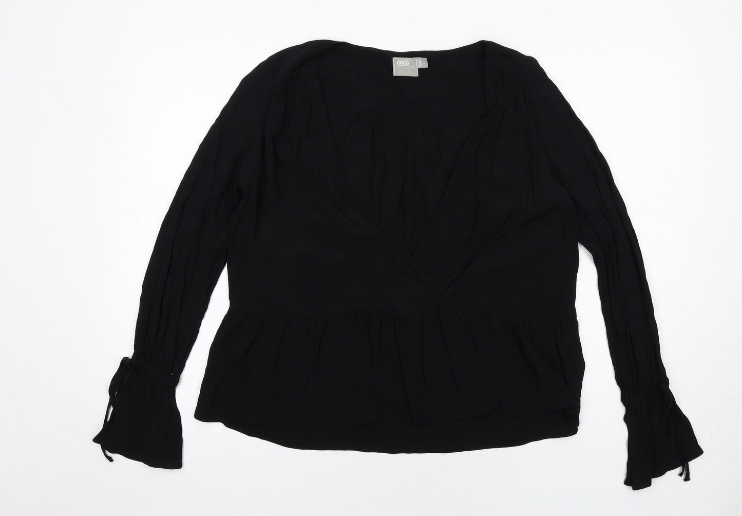ASOS Womens Black Viscose Basic Blouse Size 6 V-Neck