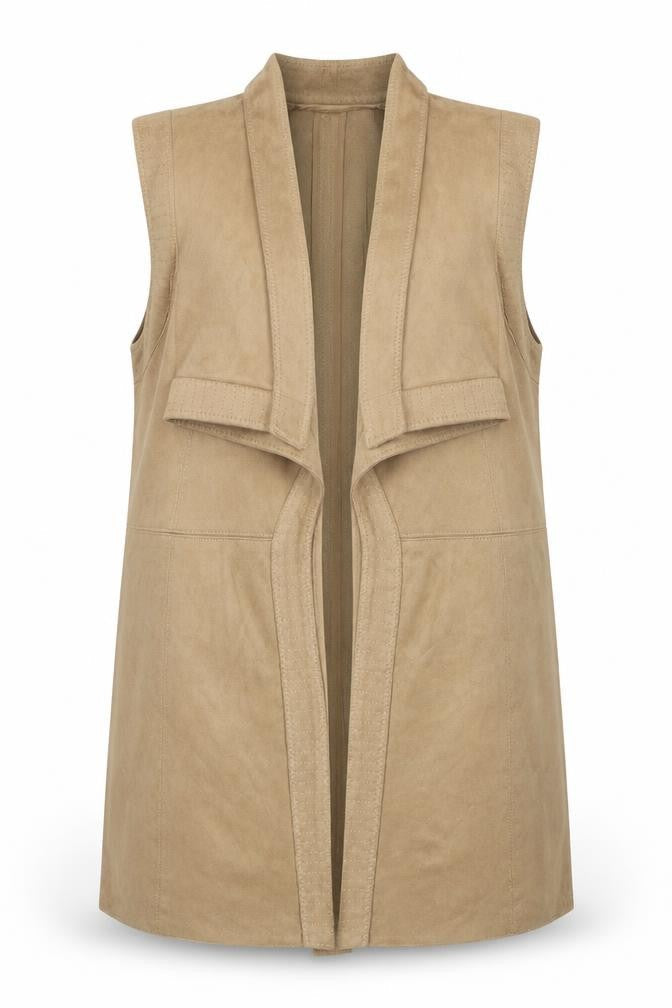 Dalia Womens Brown Jacket Waistcoat Size 14 - Suede Effect