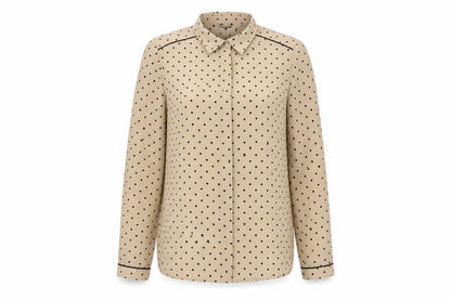 Wardrobe Womens Beige Polka Dot Polyester Basic Button-Up Size XS Collared