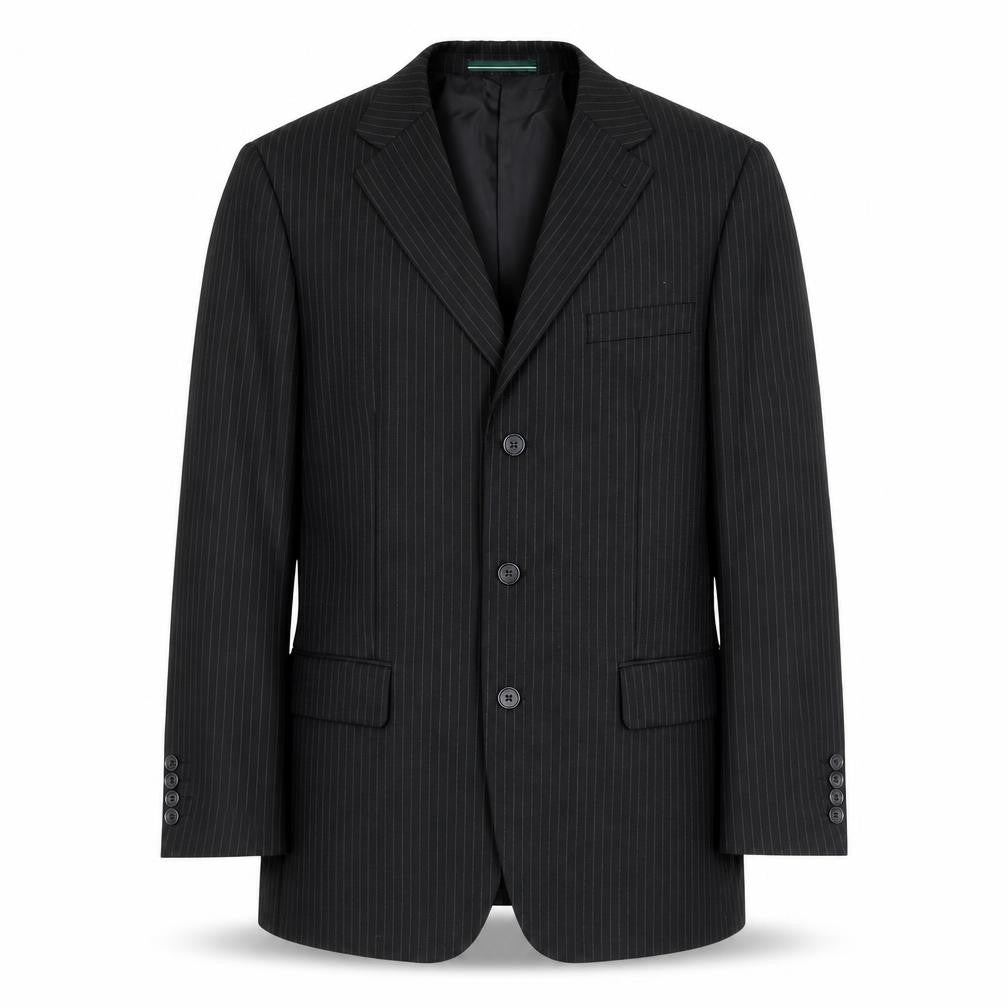 Greenwoods Mens Black Striped Polyester Jacket Suit Jacket Size 40 Regular
