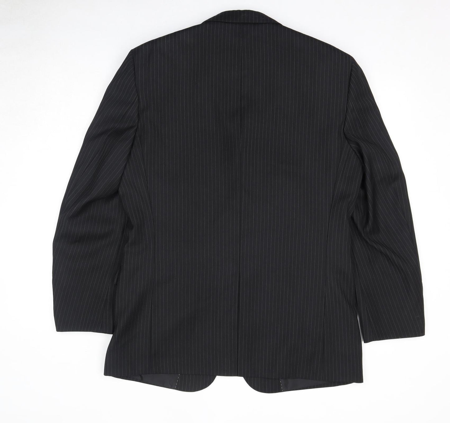 Greenwoods Mens Black Striped Polyester Jacket Suit Jacket Size 40 Regular