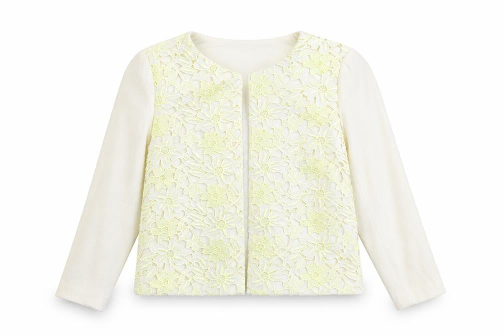 River Island Womens Ivory Jacket Blazer Size 10 Hook & Eye - Crocheted Lace Front