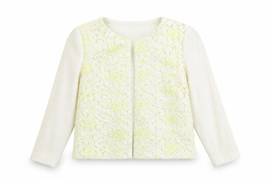 River Island Womens Ivory Jacket Blazer Size 10 Hook & Eye - Crocheted Lace Front