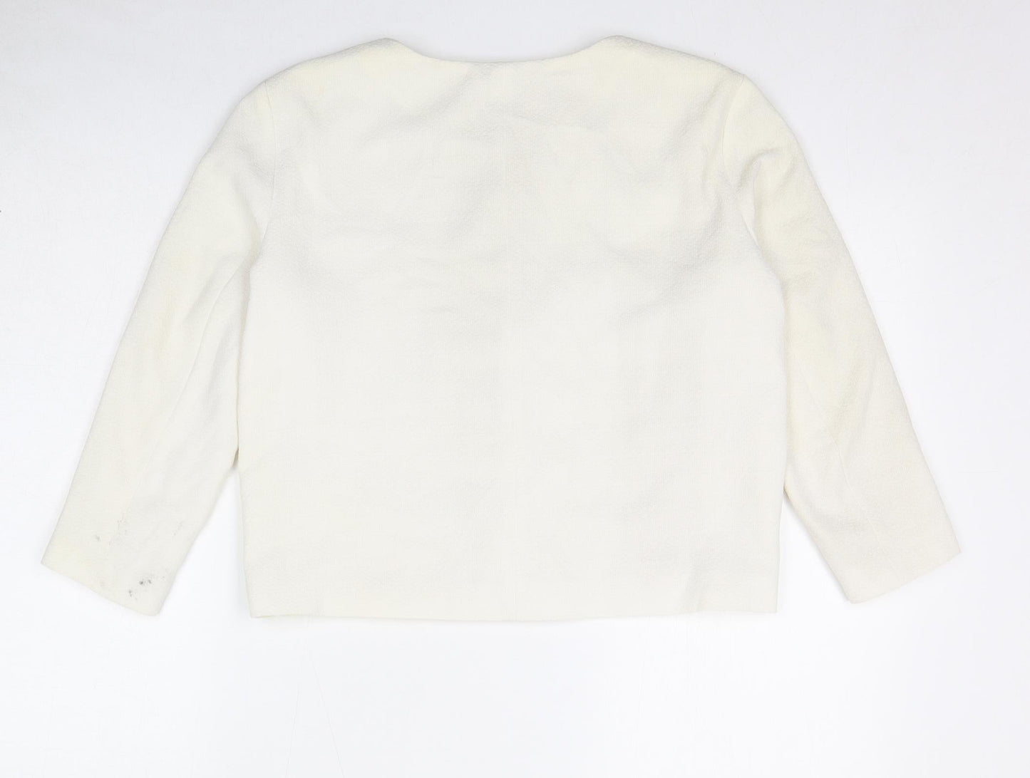 River Island Womens Ivory Jacket Blazer Size 10 Hook & Eye - Crocheted Lace Front