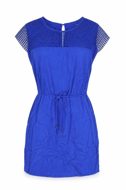 Zara Womens Blue Polyester A-Line Size L Round Neck Tie