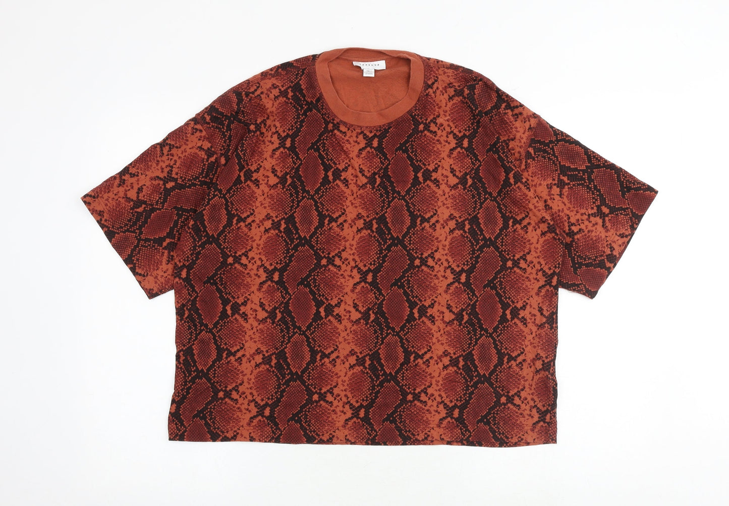 Topshop Womens Red Animal Print 100% Cotton Basic T-Shirt Size S Crew Neck - Snake Print
